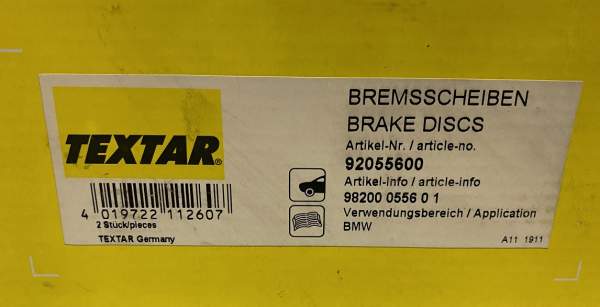 Bremsscheibensatz VA TEXTAR f. BMW E36, E46, Z4 (Inhalt 2 Bremsscheiben)